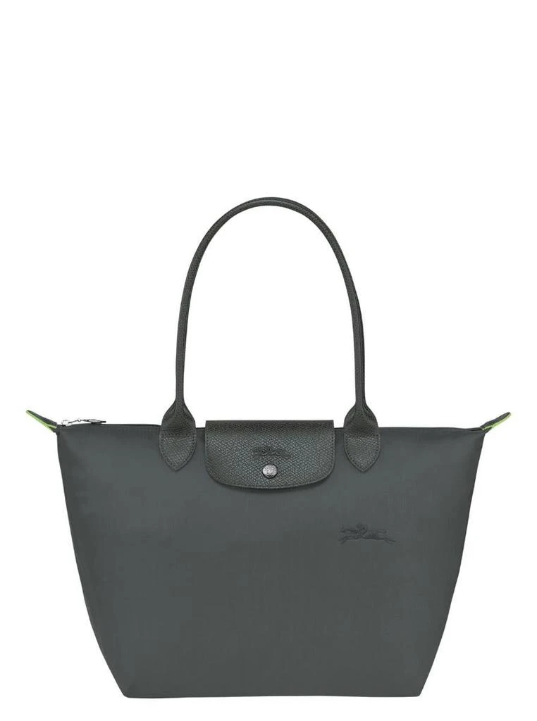Longchamp 'Le Pliage Energy M' Grey Tote Bag With Engraved Logo In Recycled Canvas Woman 1
