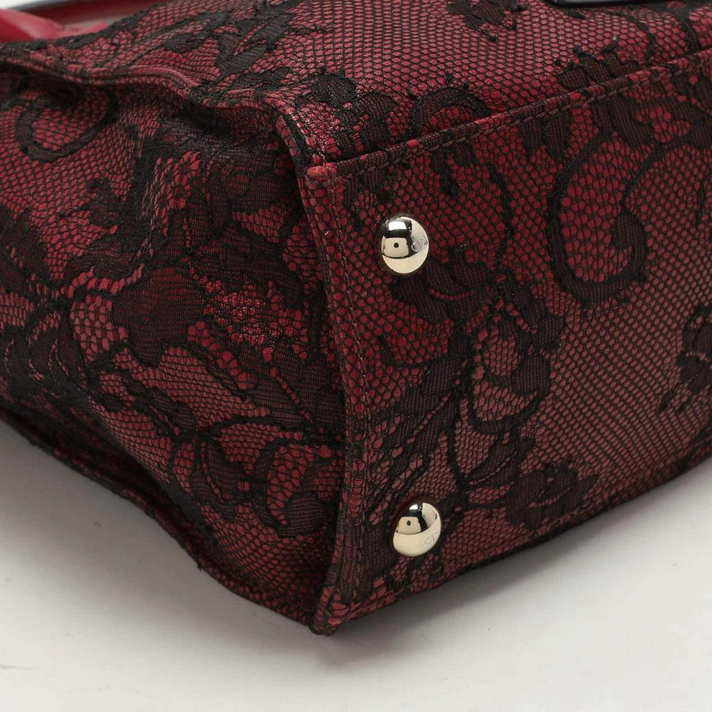 Valentino Valentino Dark Red/Black Leather and Lace Bow Tote 14