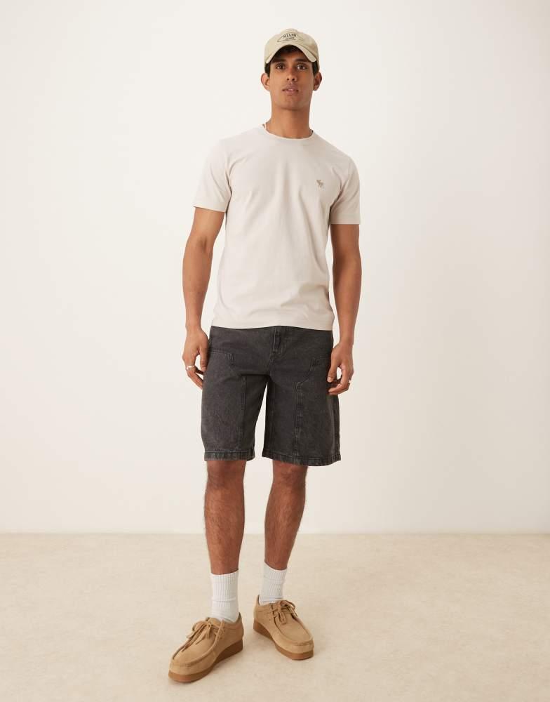 Abercrombie & Fitch Abercrombie & Fitch slim fit icon t-shirt in beige