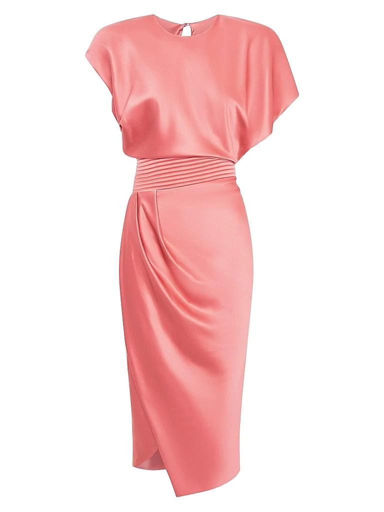 Zhivago Bond Satin Pleated Asymmetric Midi-Dress 1