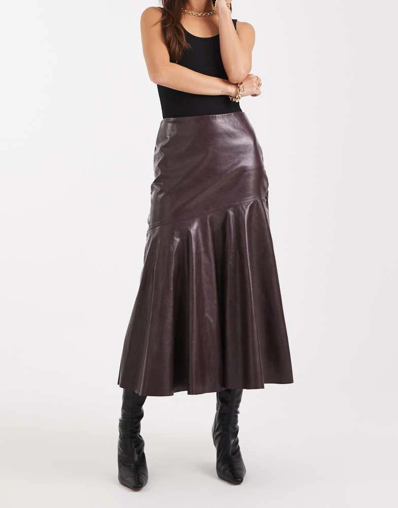 French Connection French Connection PU fluted midi skirt in plum 2