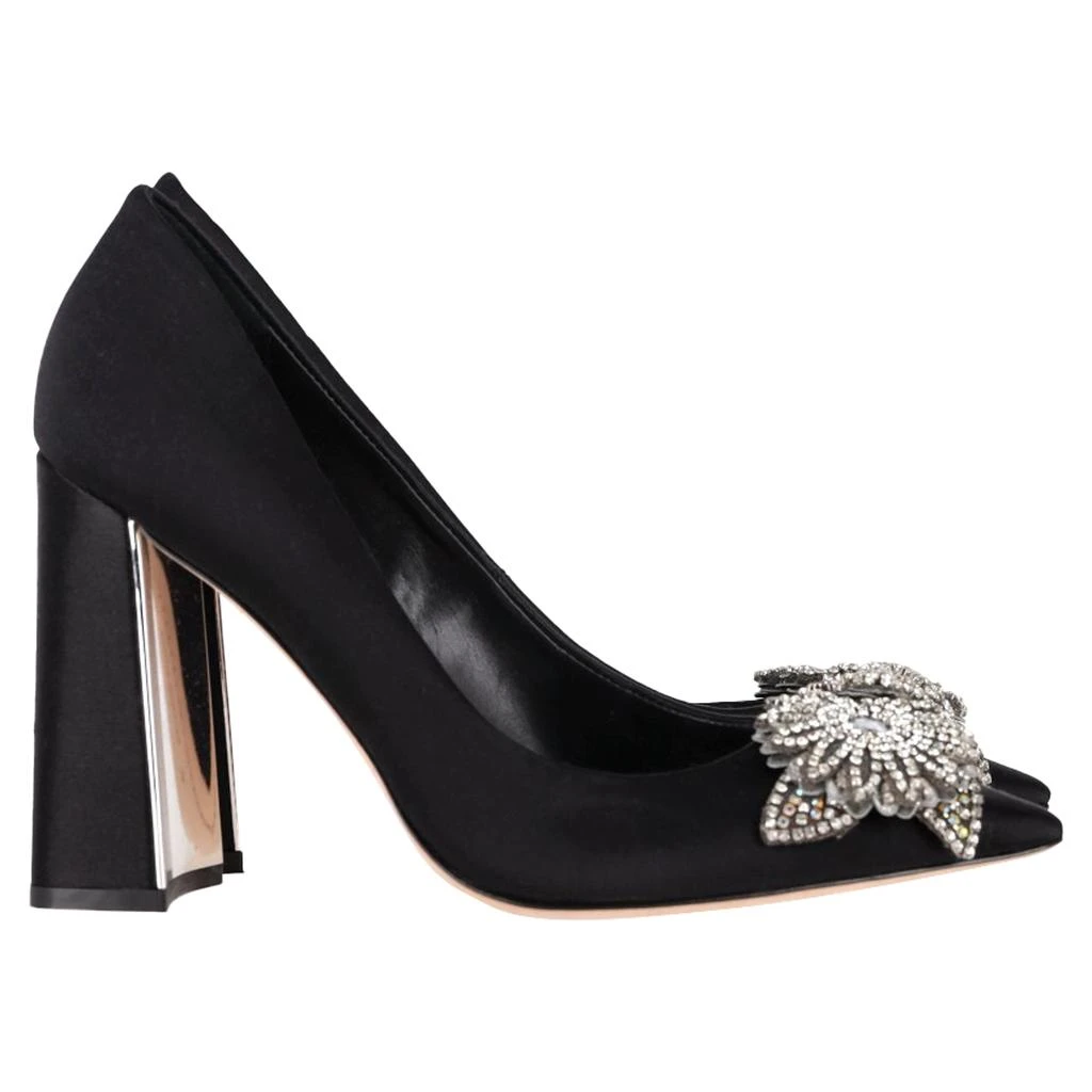 Sophia Webster Embellished Block-Heel Pumps in Black Satin 1