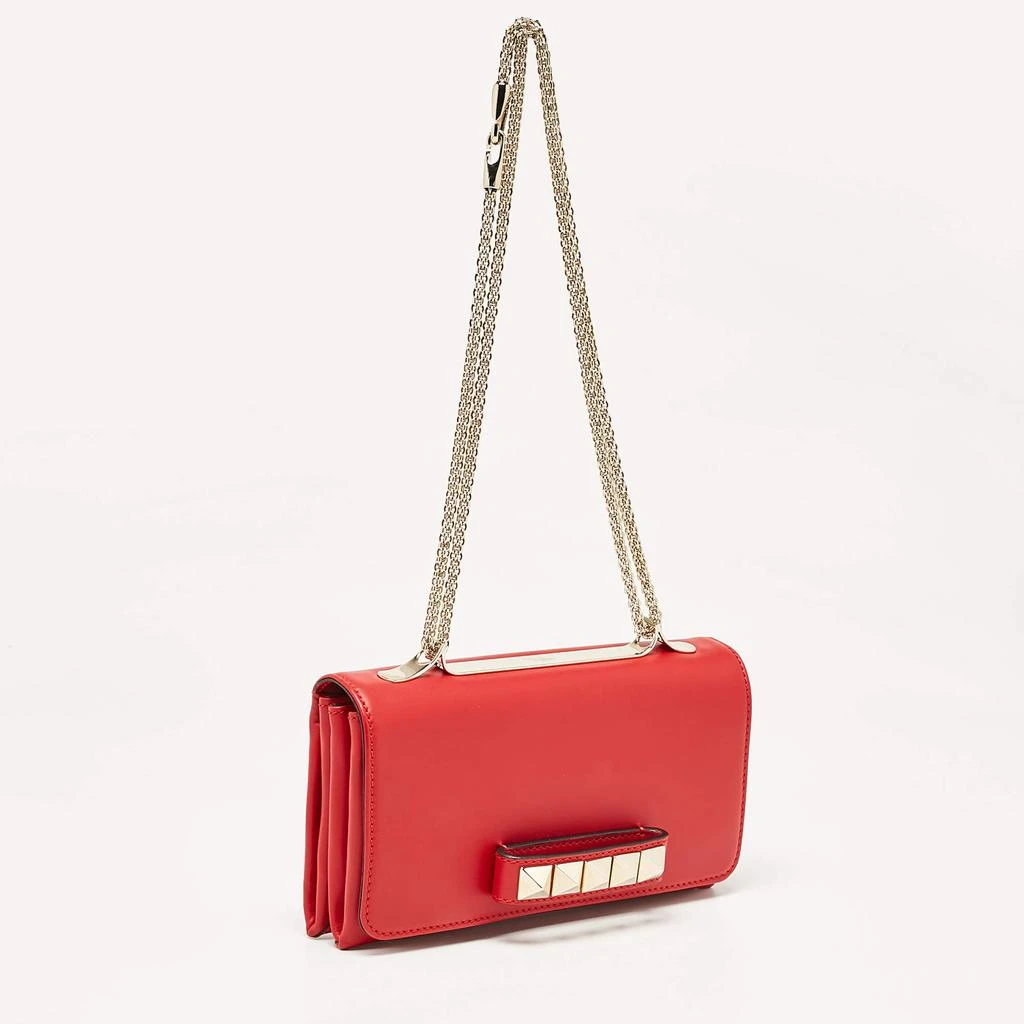 Valentino Valentino Red Leather Rockstud Va Va Voom Chain Clutch 3