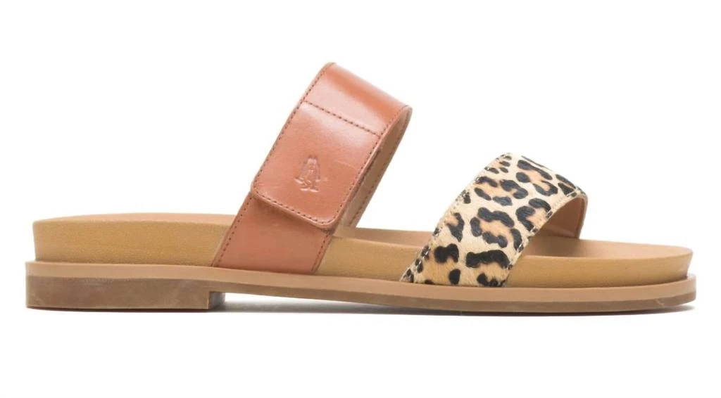 Hush Puppies Lilly 2 Band Slides In Amber Brown/leopard 5