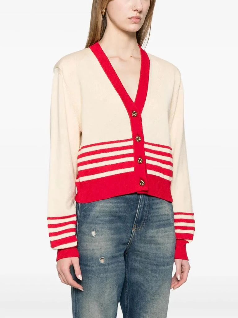 Golden Goose BEIGE CARDIGAN WITH RED STRIPES 2