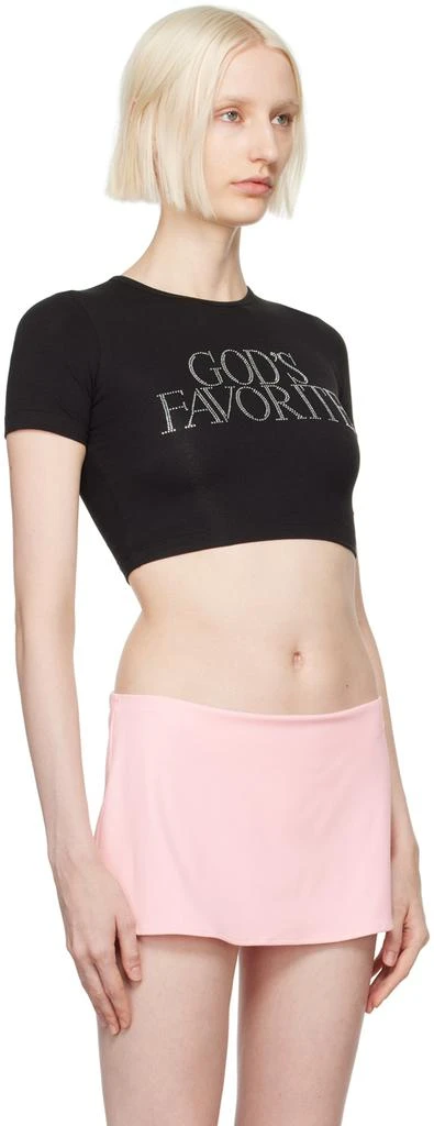 Praying SSENSE Exclusive Black 'God's Favorite' Crop Rhinestone T-Shirt 2