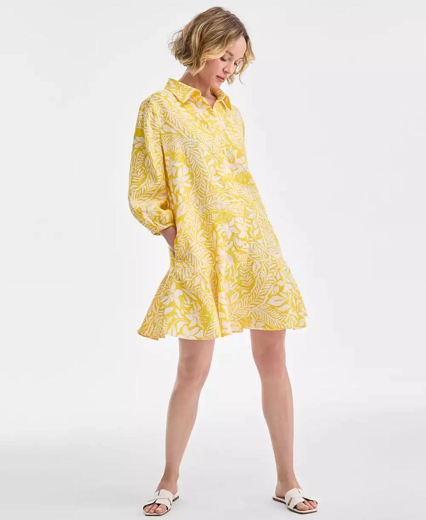 Charter Club Petite 100% Linen Flounce-Hem Shirtdress, Exclusively at Macy's 1