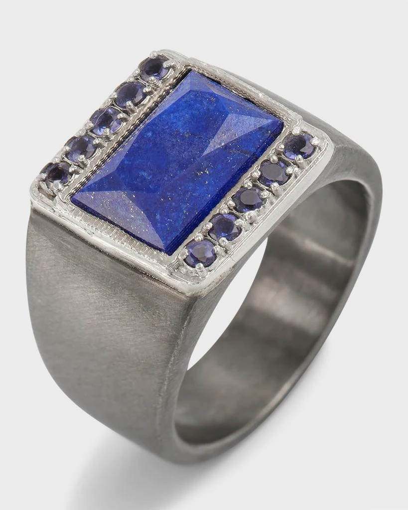 Armenta Men's Lapis Signet Ring with Iolite 3