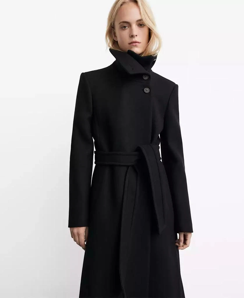 Mango Women
s Belted Manteco Wool Coat