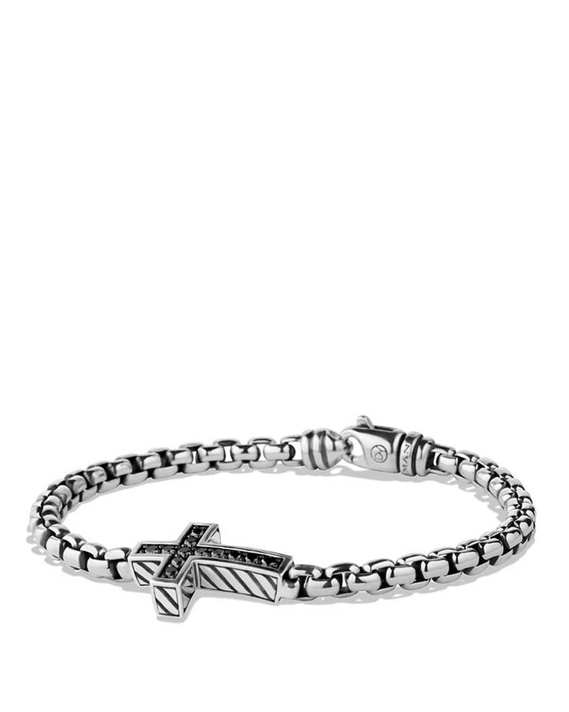 David Yurman Men's Pavé Cross Bracelet in Sterling Silver with Black Diamonds, 5mm 1