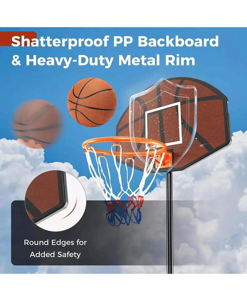 Costway Basketball Hoop 5.6-6.5 FT Height Adjustable for Kids with Shatterproof Backboard 10