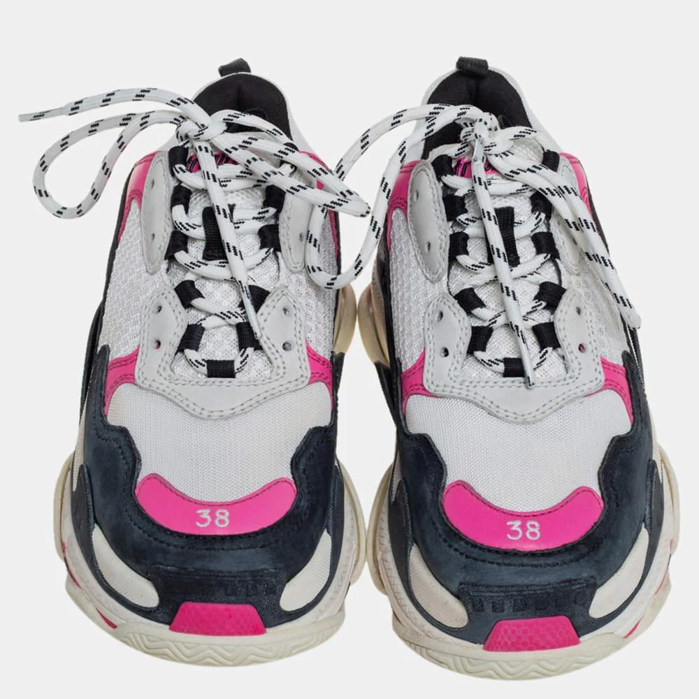 Balenciaga Balenciaga White/Pink Leather And Mesh Triple S Platform Sneakers Size 38 3