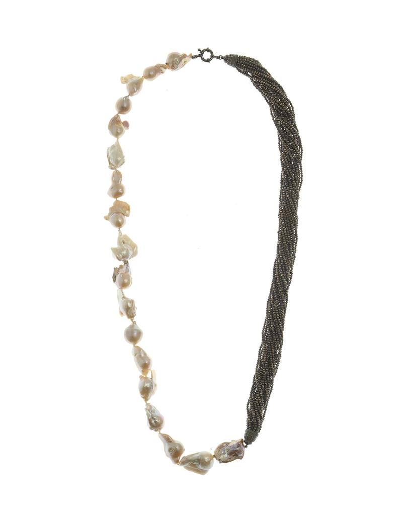 M.C.L. by Matthew Campbell Laurenza Half Baroque Pearl & Spinel Necklace