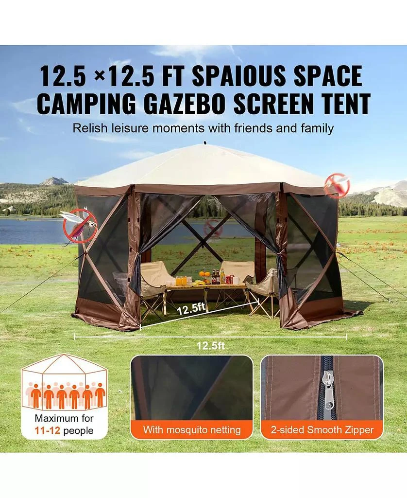 Slickblue Quick Set Pop Up Screen Tent 6 Sided Canopy with Privacy Cloths and Mosquito Netting 4