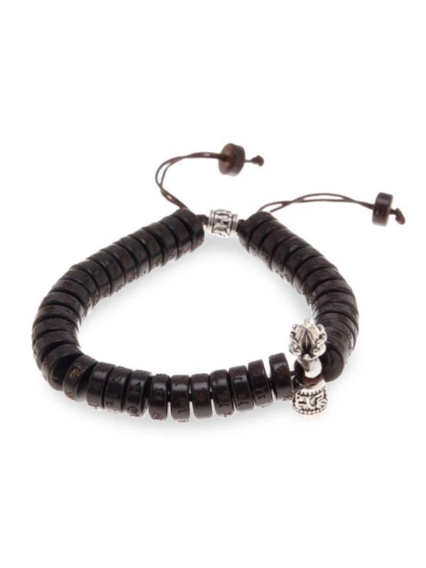 Jean Claude Adjustable Wood & Silvertone Bracelet 2