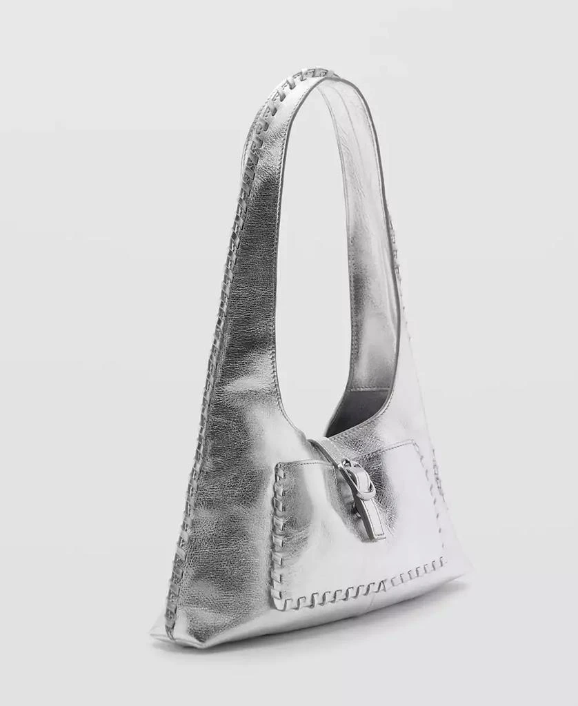 Mango Women's Leather Metallic Bag 6