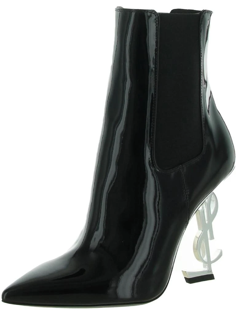 Yves Saint Laurent YSL Womens Patent Leather Pointed Toe Ankle Boots 1