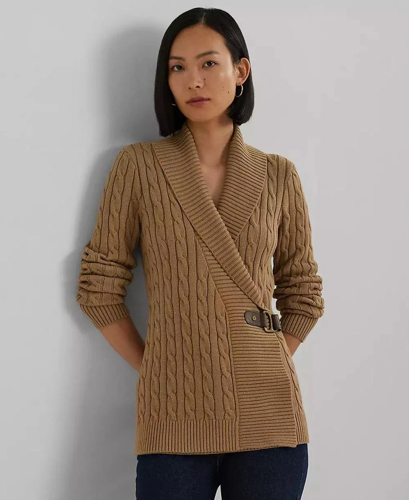 Ralph Lauren Petite Buckled Cotton Sweater 1