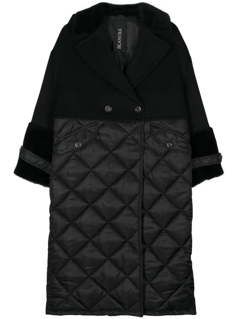 BLANCHA WOOL FABRIC, NYLON FABRIC AND SHEARLING COAT 4