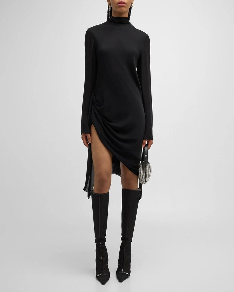 Brandon Maxwell Raina Scarf-Neck Draped Silk Mini Dress 2