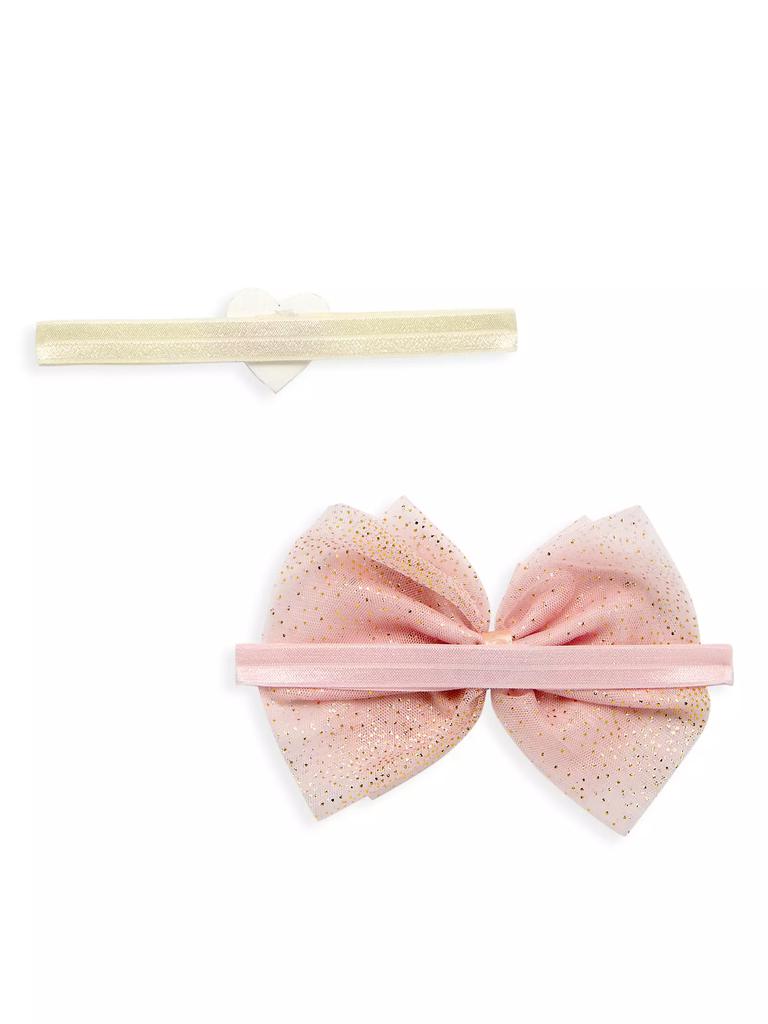 Bari Lynn Baby Girl's Heart Bow Elastic Headband Set