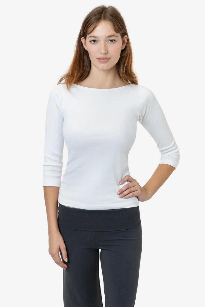 Los Angeles Apparel 43044 - Baby Rib 3/4 Sleeve Boatneck Top 9