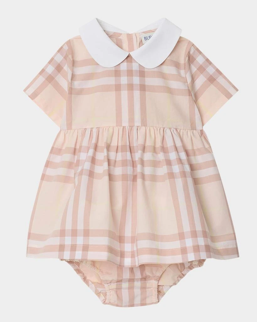 Burberry Girl's Geraldine Cotton Poplin Check Dress & Bloomers, Size Newborn-18M 1