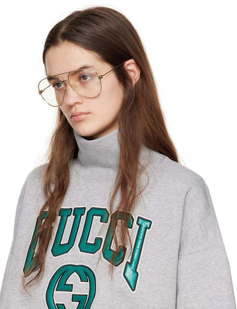 Gucci Gold Large Metal Aviator Glasses 4