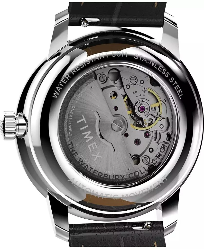 Timex Men's Mechanical Automatic Black Leather Watch, 41mm 5