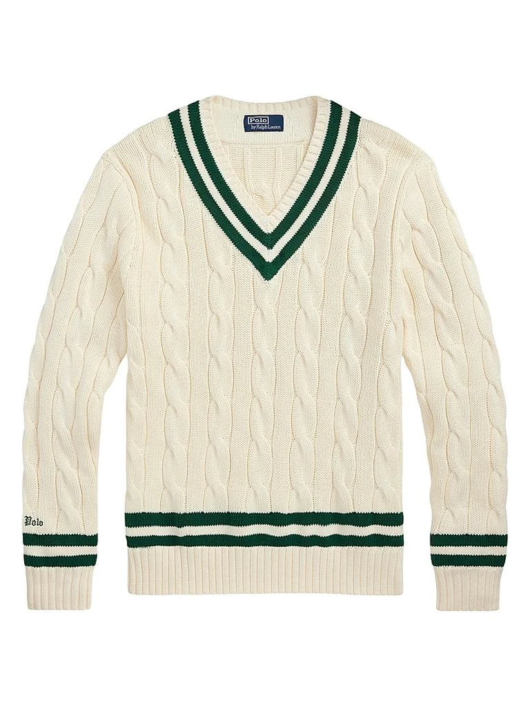 Ralph Lauren Cricket Striped Wool V-Neck Sweater 1
