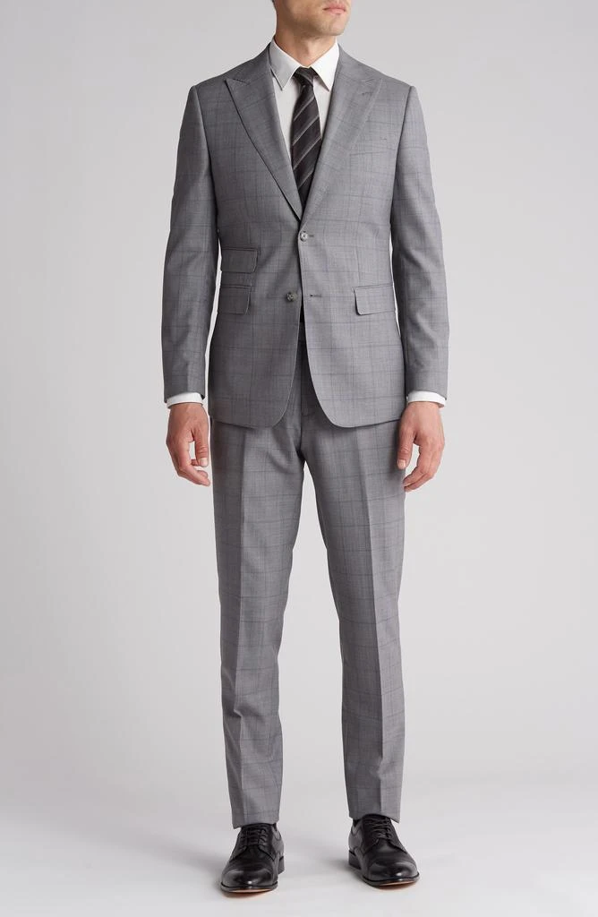 English Laundry Plaid Trim Fit Wool Blend Two-Piece Suit