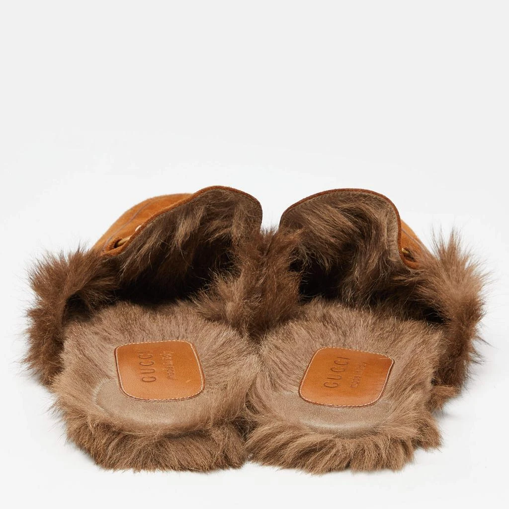 Gucci Gucci Brown Suede and Fur Lined Princetown Flat Mules Size 42 5