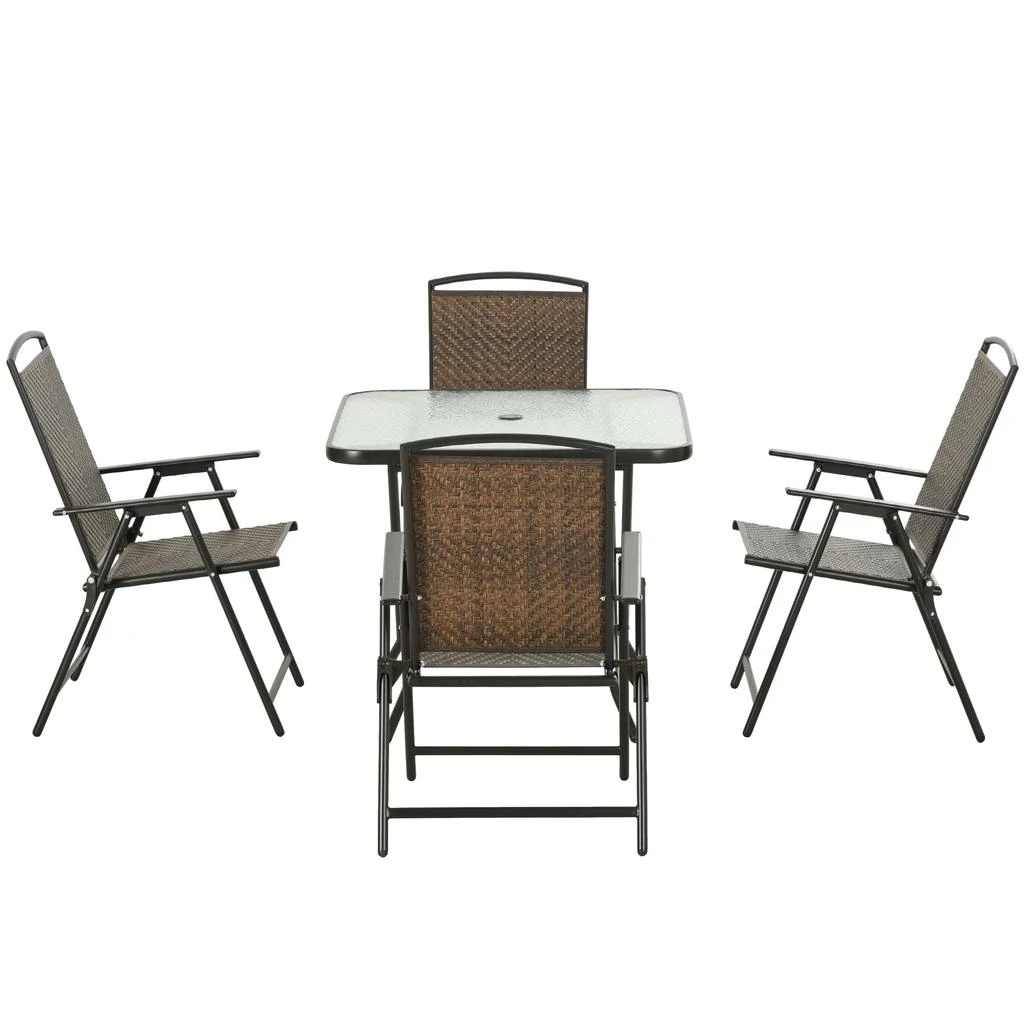 Hivvago Foldable Outdoor Wicker Dining Set