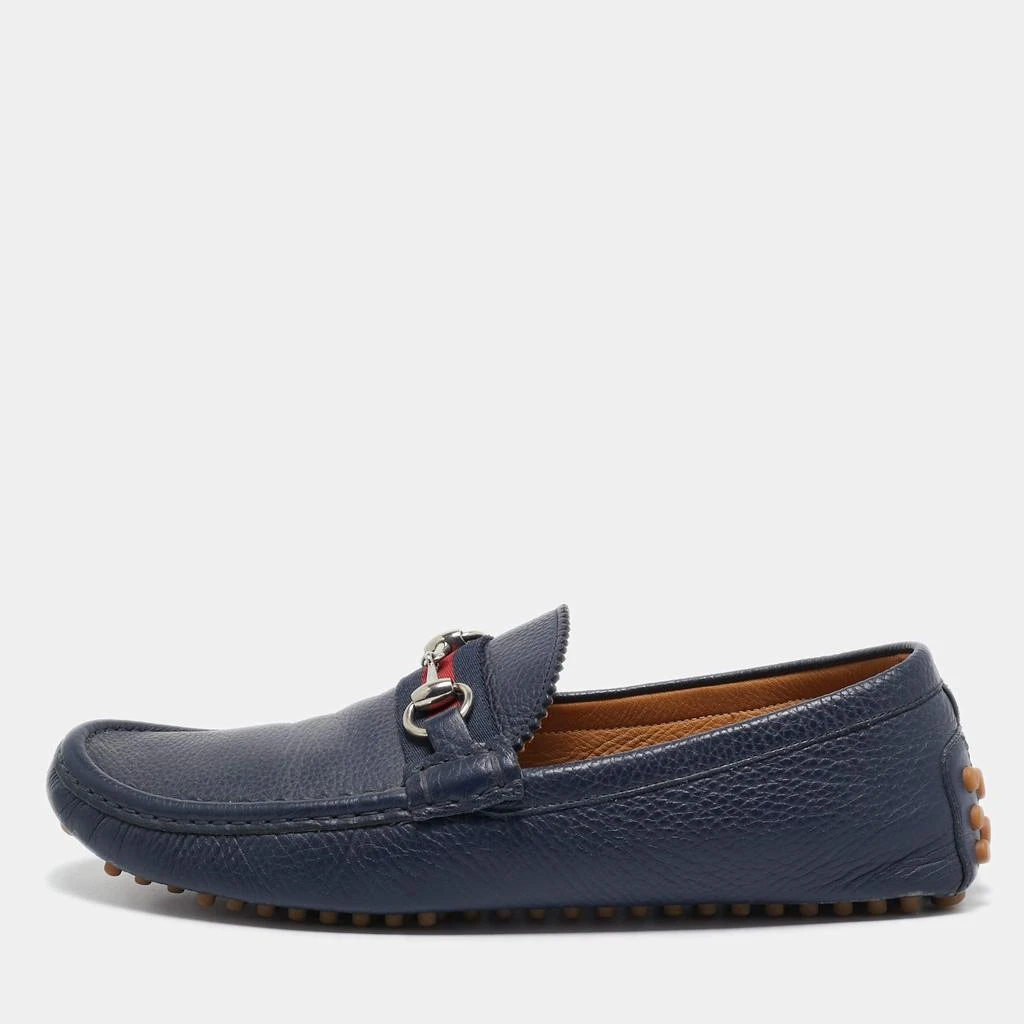 Gucci Gucci Navy Blue Leather Horsebit Loafers Size 42.5 1