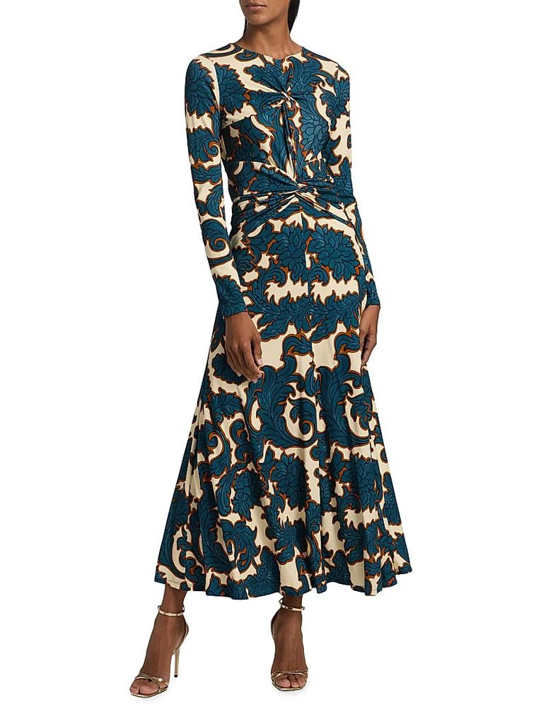 womens light blue maxi dress Light Blue V-Neck Long Sleeve Fitted Maxi Dress