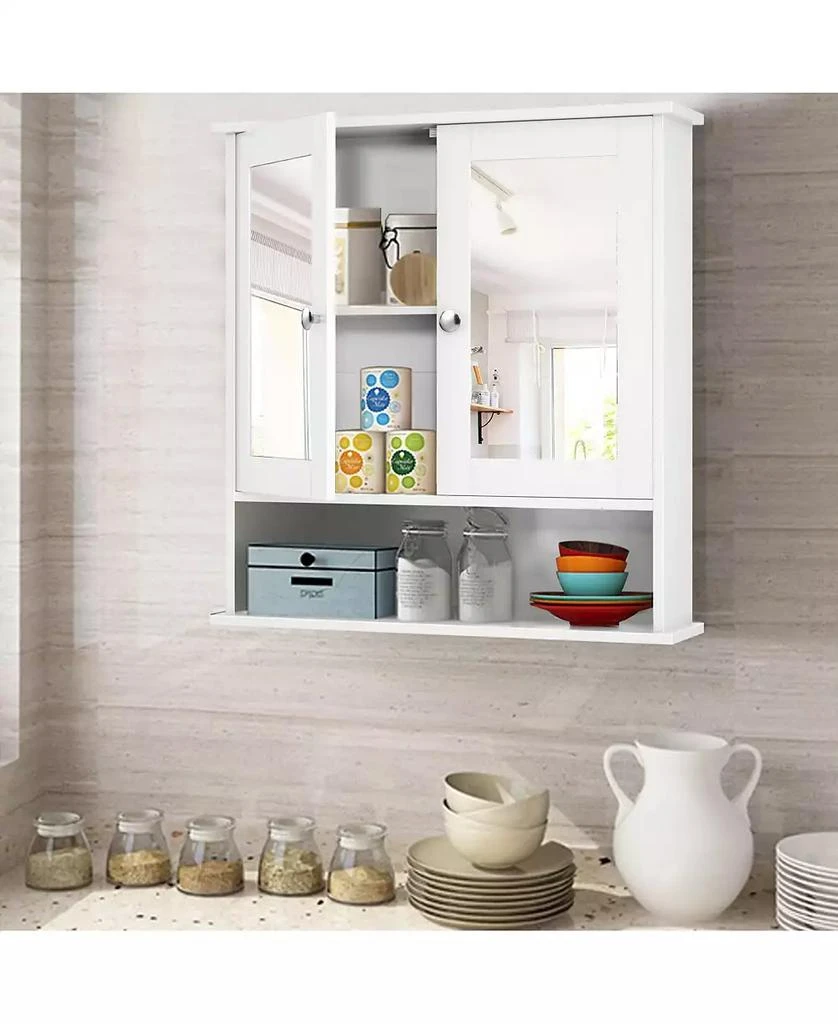 SUGIFT Bathroom Wall Mount Mirror Cabinet Organizer-White 4