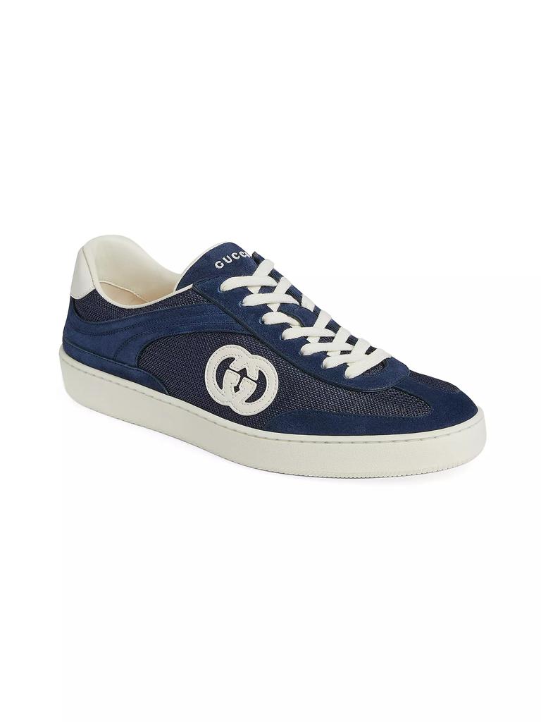 Gucci G74 Logo Suede Low-Top Sneakers