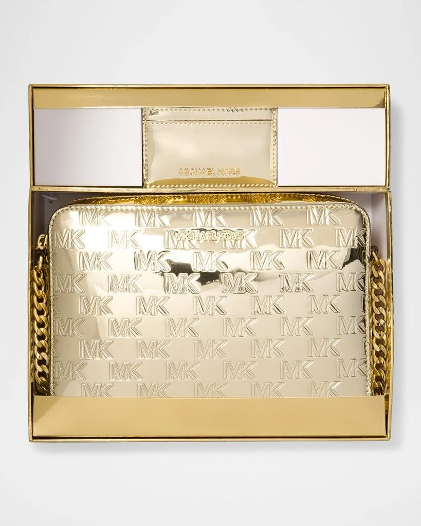 Michael Kors Jet Set Monogram Metallic Crossbody Bag 4