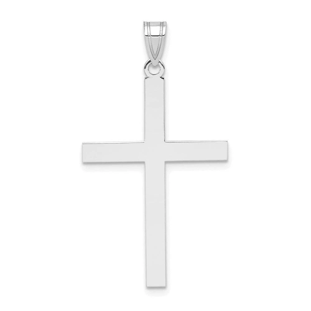 Diamond2Deal 14k White Gold Engravable Cross Charm Pendant