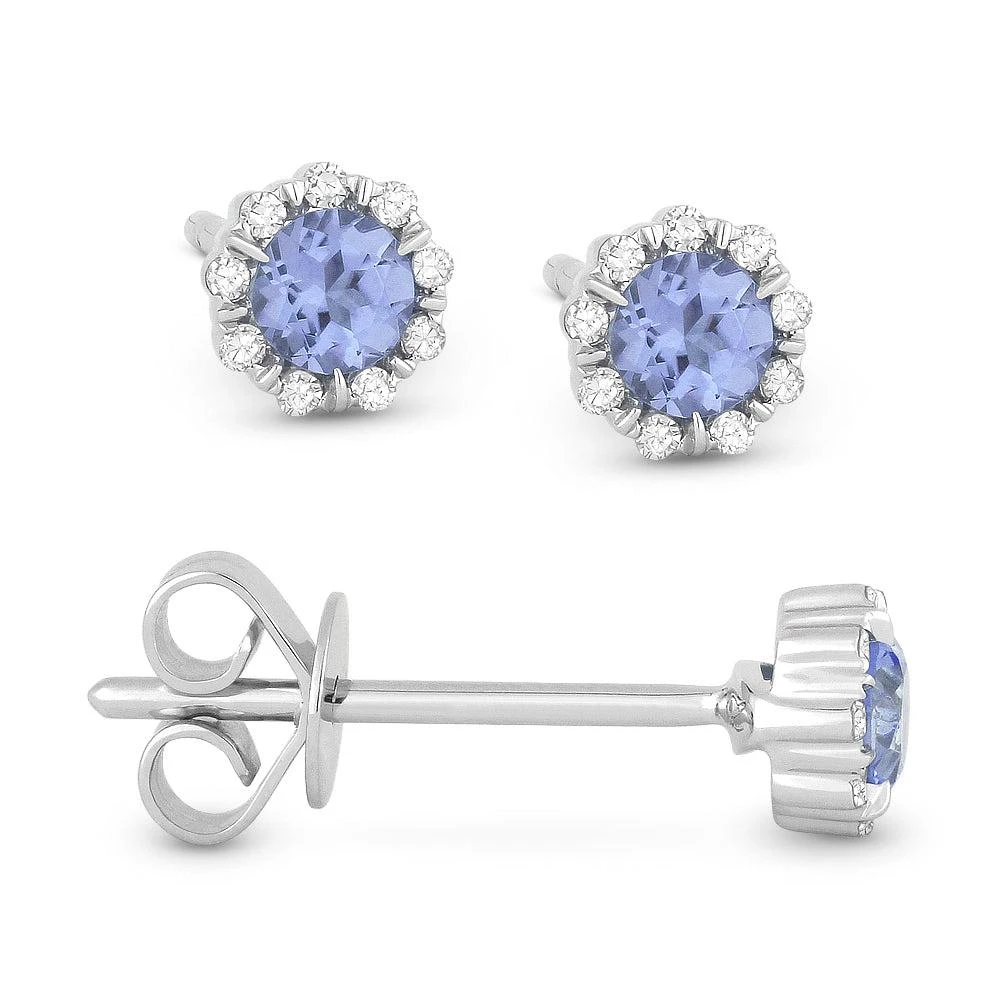 SSELECTS 6.5 16.9 Mm 0.24Ct London Blue Topaz Stud Earrings In 14K White Gold 1