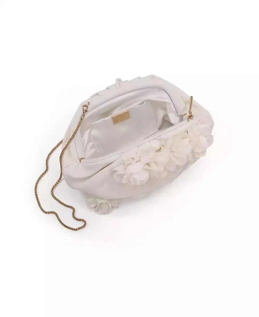 Badgley Mischka Woman
s Violet Jacquard Satin Floral Applique Pouch Clutch 4