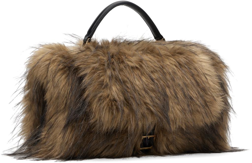 Shop Beige & Brown Faux-Fur Muff Bag on Sale at BeyondStyle – Get