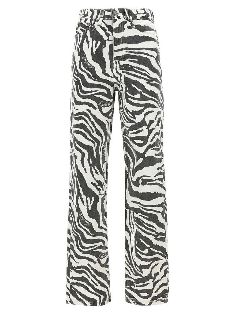ROTATE Birger Christensen Straight Leg Zebra Print Jeans 1