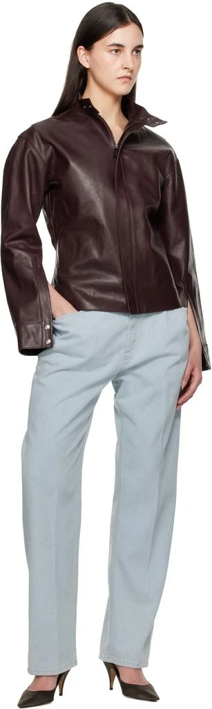 Victoria Beckham Burgundy Sculptural Leather Jacket 4