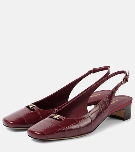 Salvatore Ferragamo Croc-effect leather slingback pumps 4