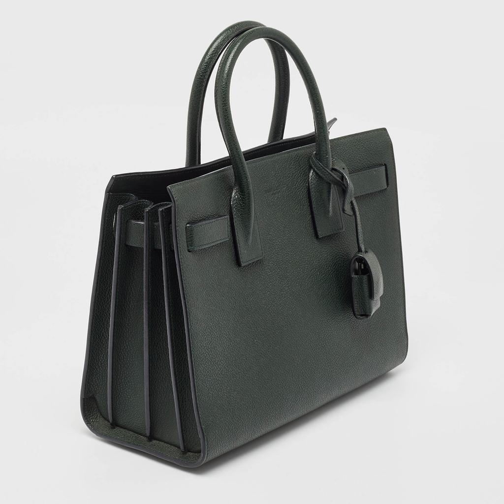 Saint Laurent Saint Laurent Dark Green Leather Baby Classic Sac De Jour Tote