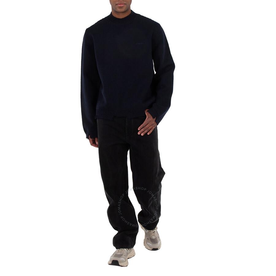 Ambush Navy Felted Knit Distressed Jumper