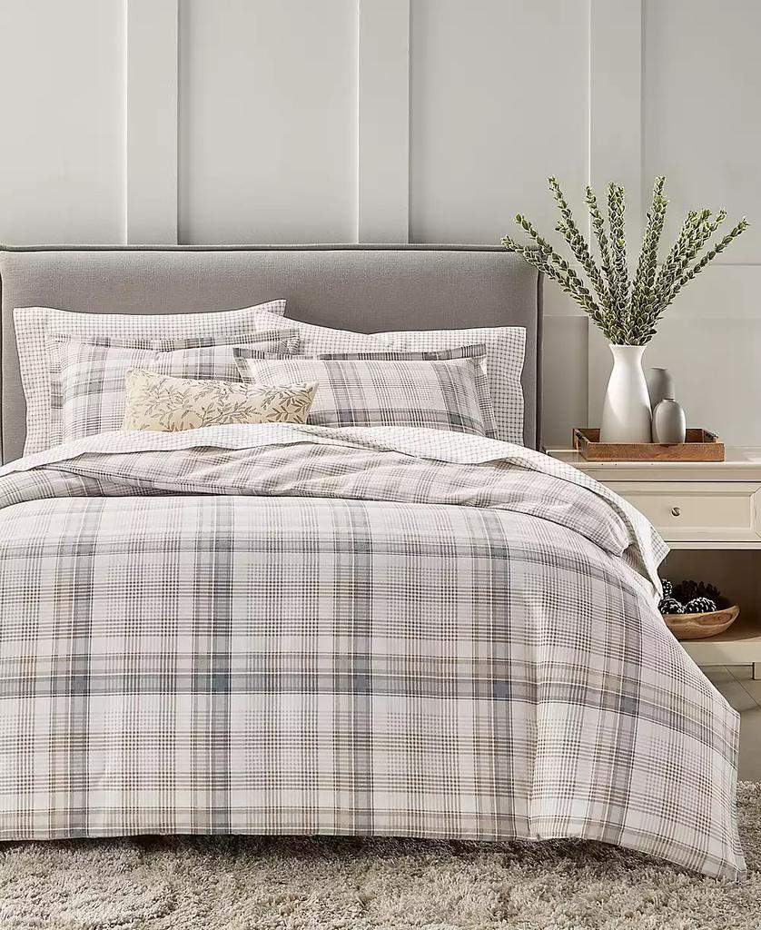 Charter Club 3 Pc. Geometric Dove Gray Duvet Set selling