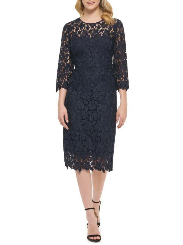 Eliza J Metallic Floral Lace Sheath Dress 1