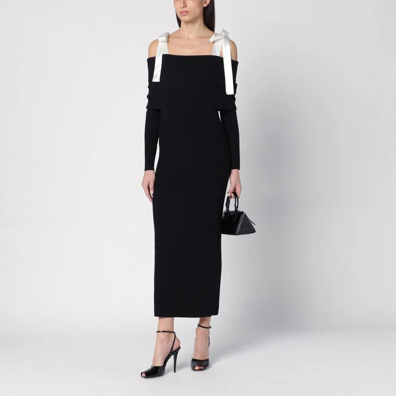 black dress with gold necklace Black Cutout Ring Strappy Maxi Dress with Gold Chain Detail 10 main image 1